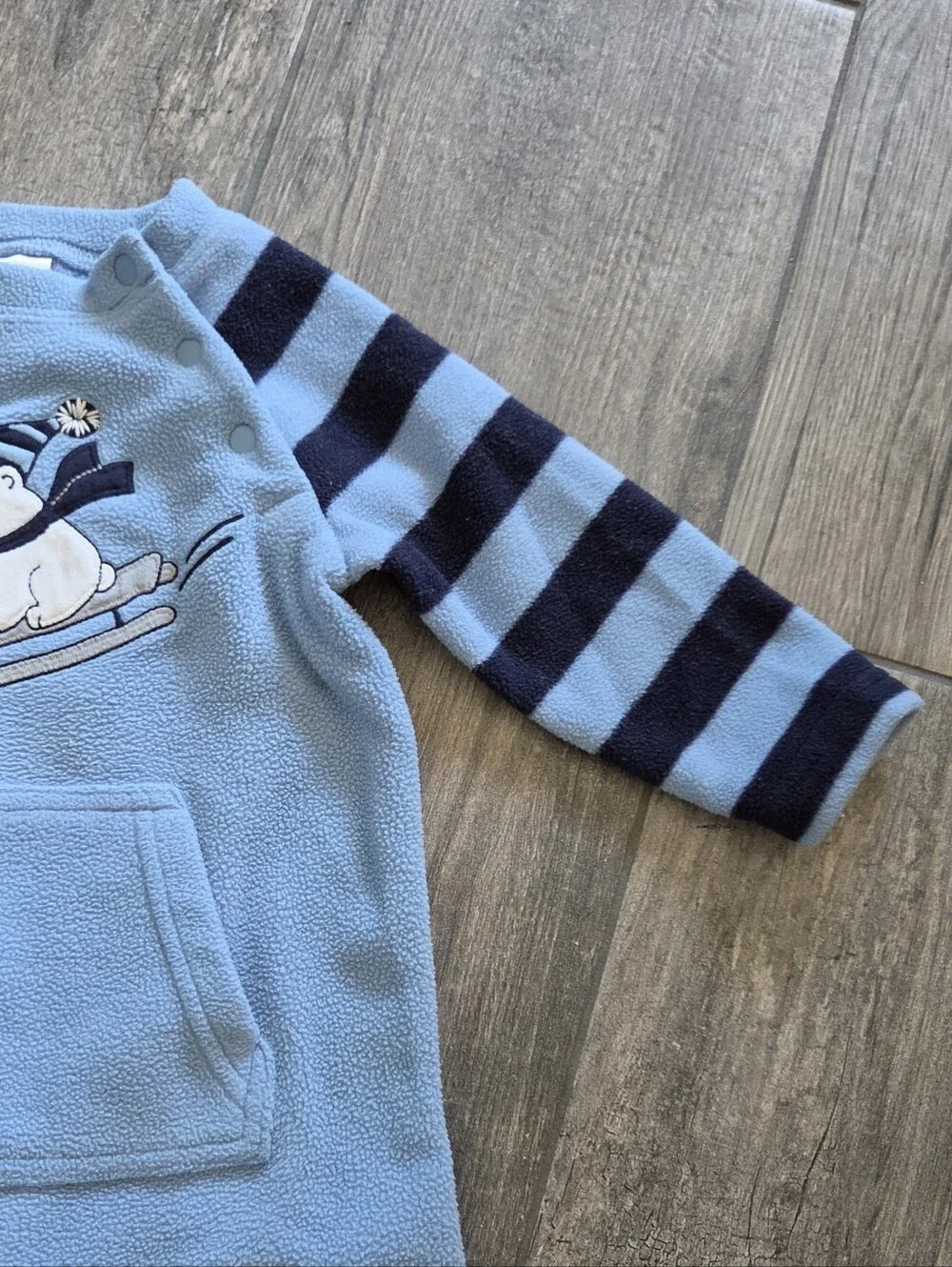 Gymboree EUC 12-18 Blue Fleece Polar Bear One-Piece Romper and Socks